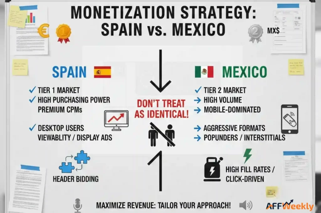 Monetization Strategy to Differentiate Between Mexico and Spain