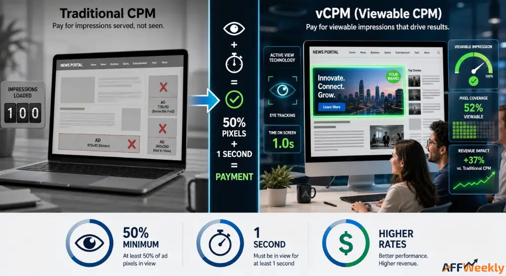 vCPM viewability impact on publisher payouts