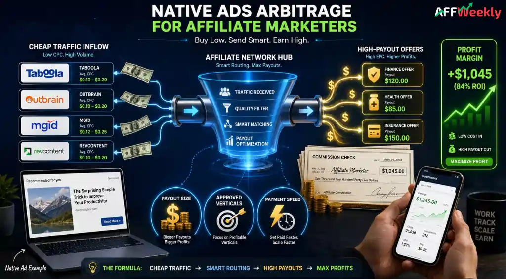 Affiliate marketer scaling native ads arbitrage campaigns