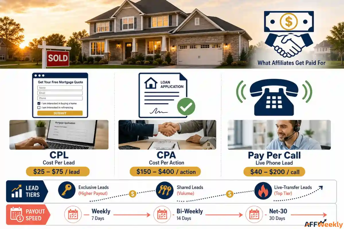 Affiliate mortgage lead generation commission payment process