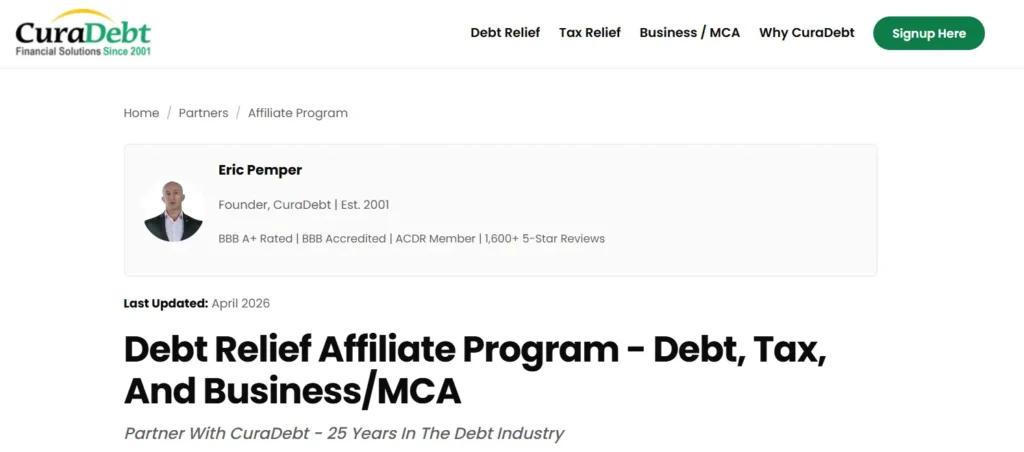 CuraDebt Affiliate Programs