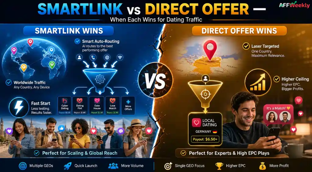 Dating traffic comparison between Smartlink and direct offers