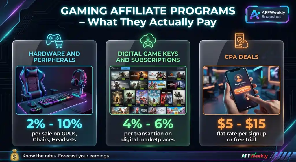 Gaming affiliate programs commission payout comparison snapshot
