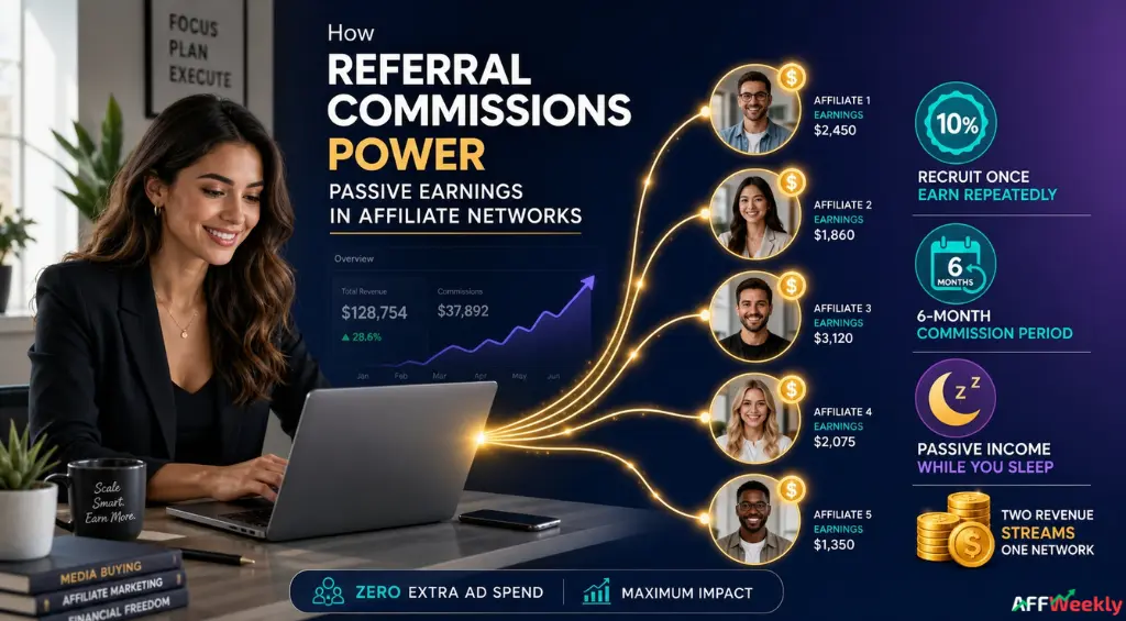 Referral commissions driving affiliate network partner earnings