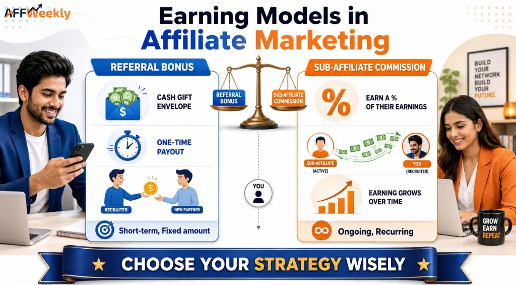 Sub-affiliate commissions and referral bonus comparison chart