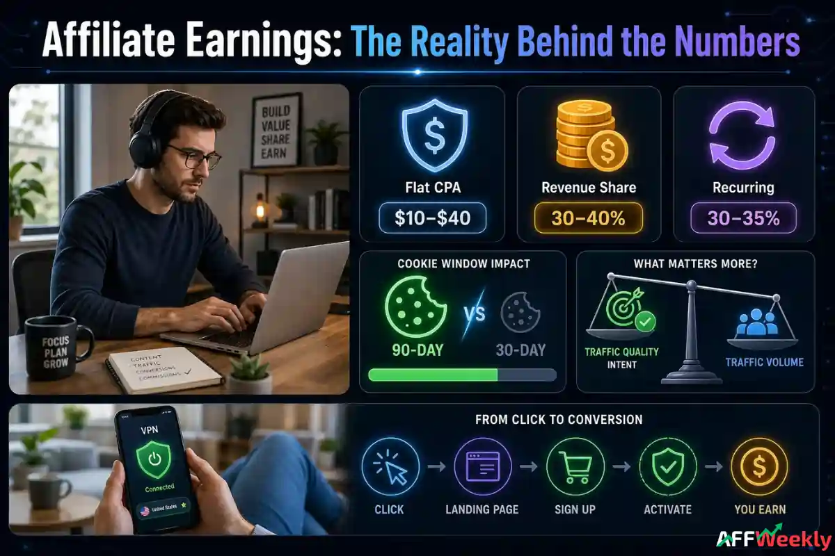 VPN affiliate earnings and cybersecurity commission comparison