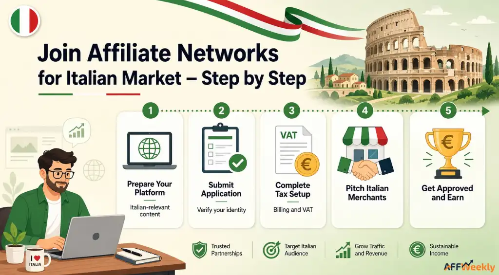 Affiliate network signup process for Italian offers