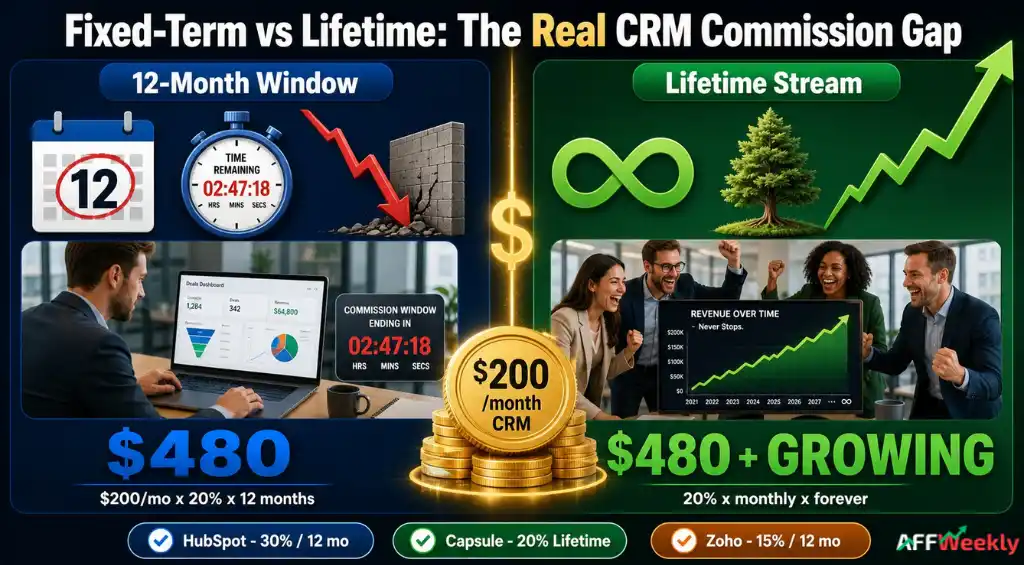 CRM affiliate programs 12-month Vs lifetime commissions