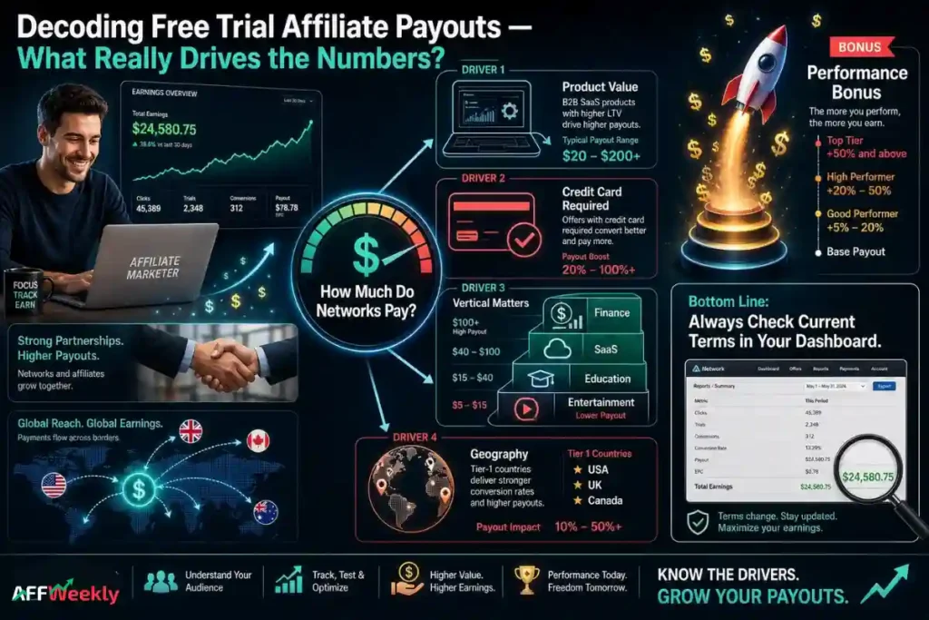 Cost Per Free Trial affiliate network signup payout comparison