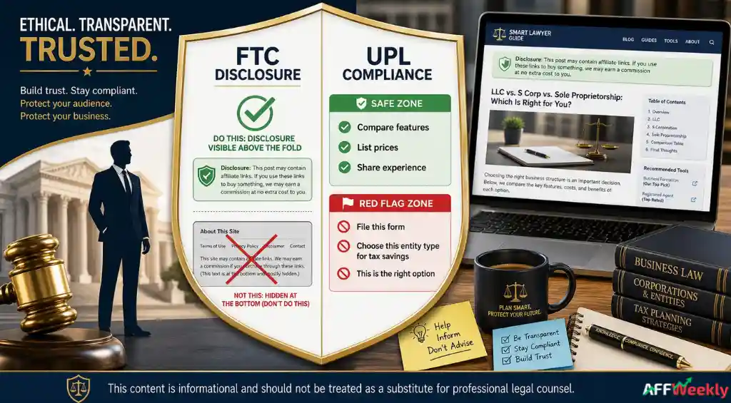 FTC UPL compliance for legal affiliate promotions
