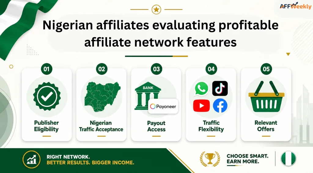 Nigerian affiliates evaluating profitable affiliate network features