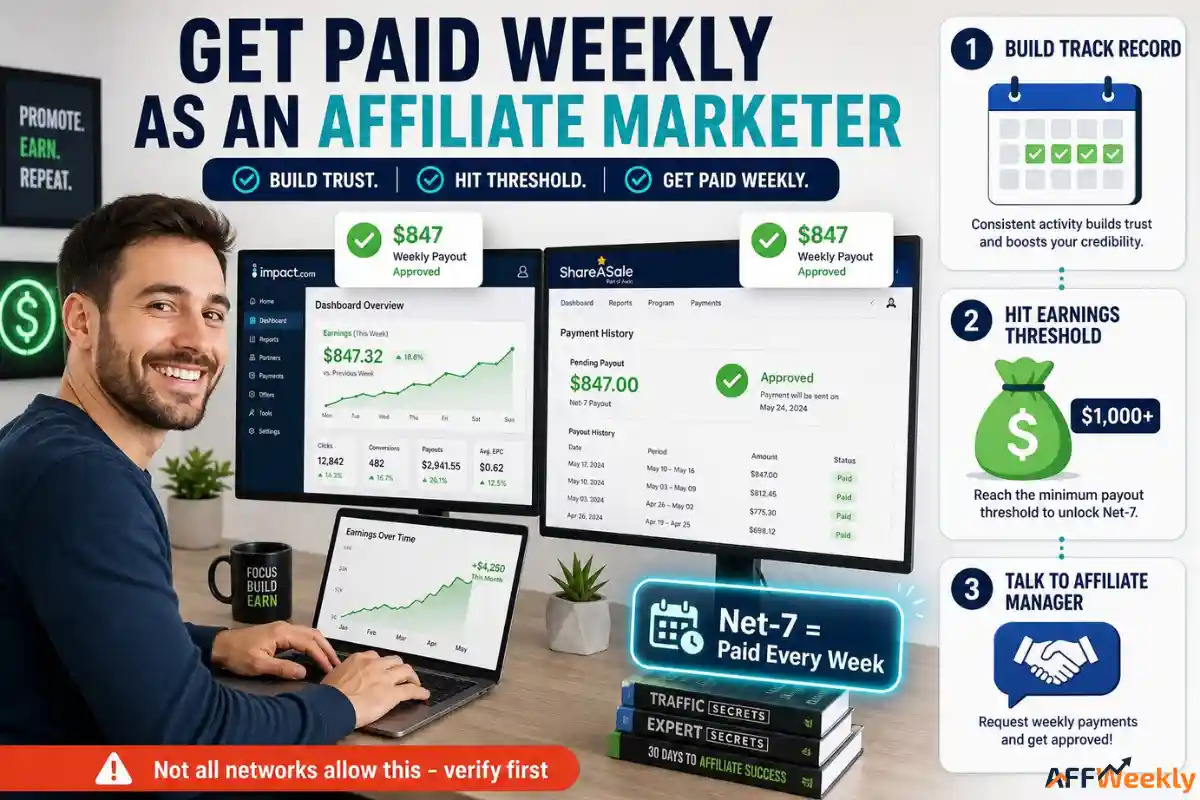 Weekly payout eligibility requirements for affiliate networks