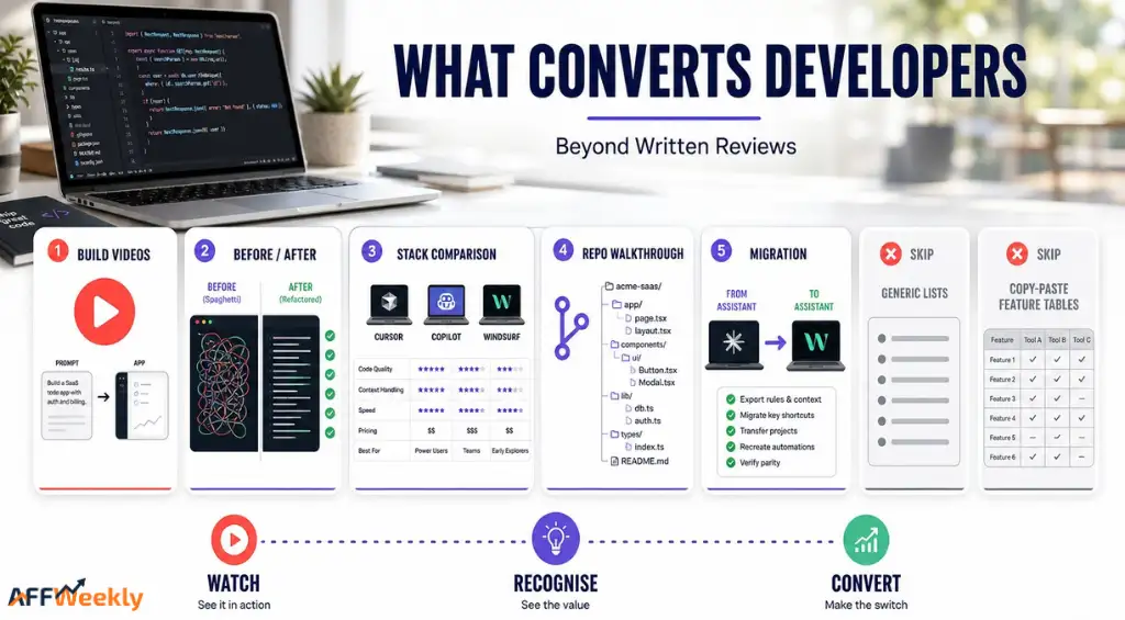AI coding assistant content formats that convert better