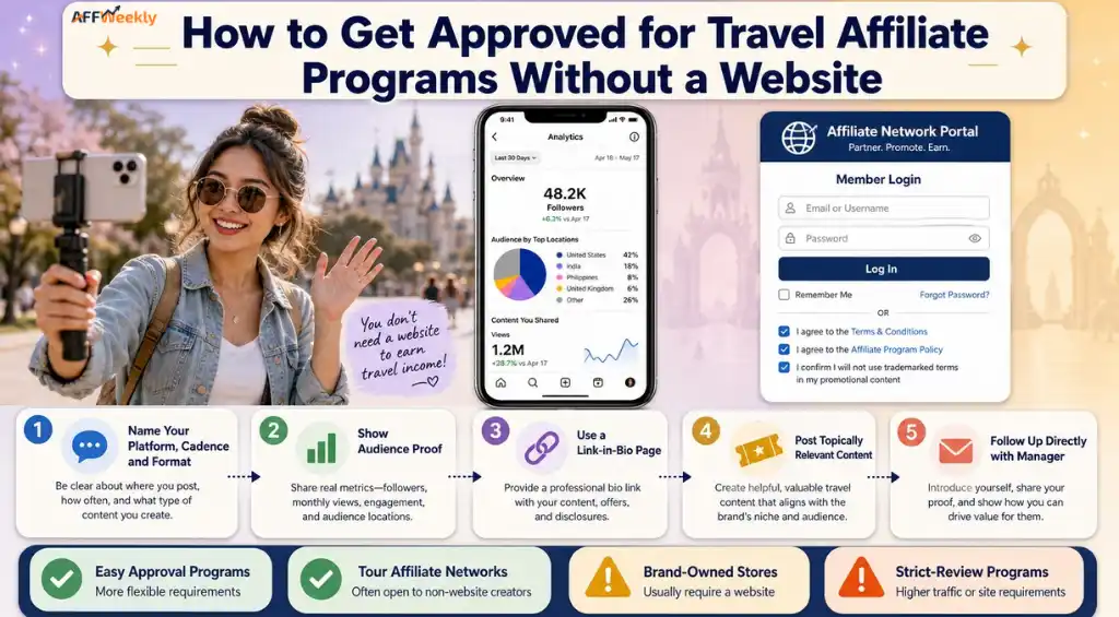 Disney influencer affiliate program approval without website