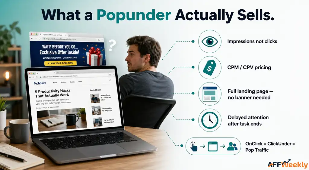 Popunder ad networks sell background traffic access