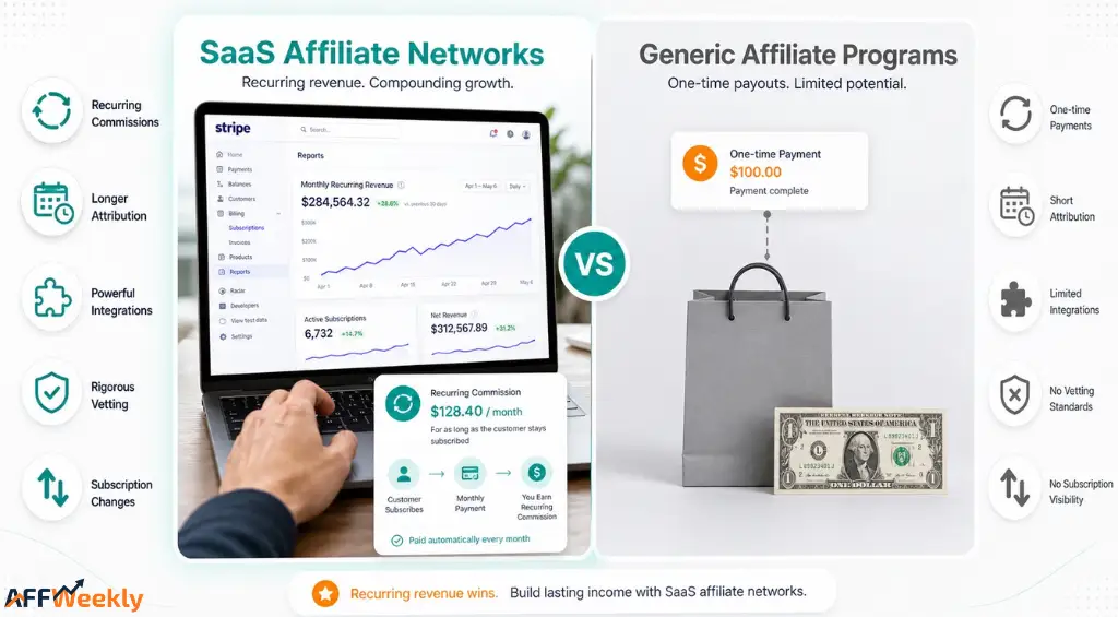 SaaS affiliate networks versus generic affiliate programs