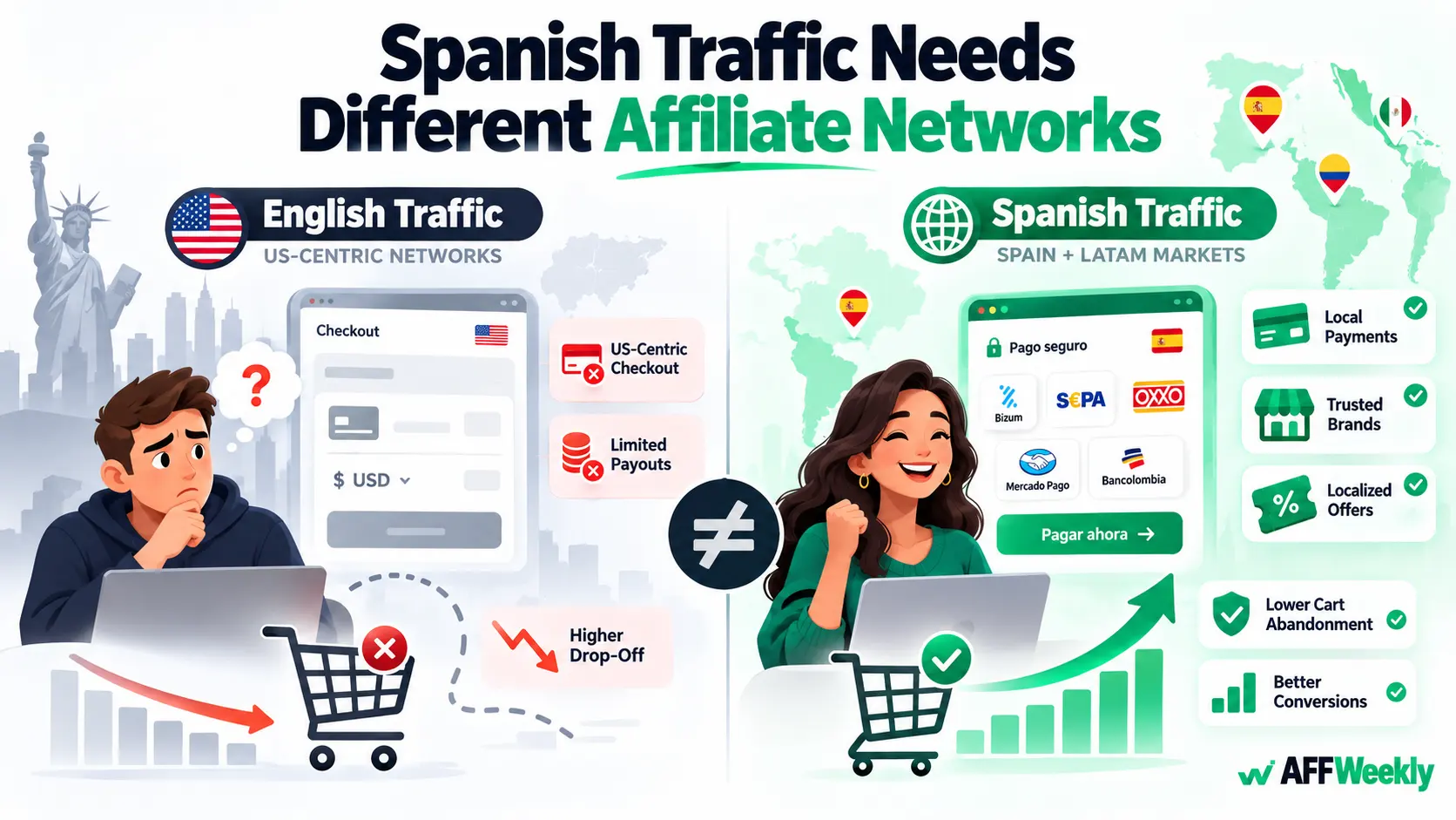 Spanish vs English affiliate traffic payment and market differences